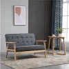 HOMCOM Sofá de 2 Lugares com Encosto e Almofadas Acolchoados Pés de Madeira Antiderrapantes para Sala de estar Dormitório Oficina 114x66x69 cm Cinza