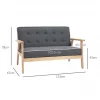 HOMCOM Sofá de 2 Lugares com Encosto e Almofadas Acolchoados Pés de Madeira Antiderrapantes para Sala de estar Dormitório Oficina 114x66x69 cm Cinza
