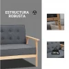 HOMCOM Sofá de 2 Lugares com Encosto e Almofadas Acolchoados Pés de Madeira Antiderrapantes para Sala de estar Dormitório Oficina 114x66x69 cm Cinza