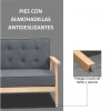 HOMCOM Sofá de 2 Lugares com Encosto e Almofadas Acolchoados Pés de Madeira Antiderrapantes para Sala de estar Dormitório Oficina 114x66x69 cm Cinza