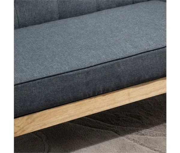 HOMCOM Sofá de 2 Lugares com Encosto e Almofadas Acolchoados Pés de Madeira Antiderrapantes para Sala de estar Dormitório Oficina 114x66x69 cm Cinza