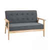 HOMCOM Sofá de 2 Lugares com Encosto e Almofadas Acolchoados Pés de Madeira Antiderrapantes para Sala de estar Dormitório Oficina 114x66x69 cm Cinza