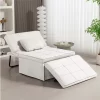 HOMCOM Sofá Cama Individual 3 em 1 Estofado em Linho Sofá Reclinável em 5 Posições com Apoio para os Pés e Apoio para a Cabeça para Sala de Estar Carga Máxima 200kg 95x189x43 cm Branco Gelo