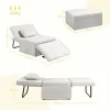 HOMCOM Sofá Cama Individual 3 em 1 Estofado em Linho Sofá Reclinável em 5 Posições com Apoio para os Pés e Apoio para a Cabeça para Sala de Estar Carga Máxima 200kg 95x189x43 cm Branco Gelo