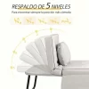 HOMCOM Sofá Cama Individual 3 em 1 Estofado em Linho Sofá Reclinável em 5 Posições com Apoio para os Pés e Apoio para a Cabeça para Sala de Estar Carga Máxima 200kg 95x189x43 cm Branco Gelo