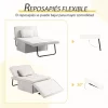 HOMCOM Sofá Cama Individual 3 em 1 Estofado em Linho Sofá Reclinável em 5 Posições com Apoio para os Pés e Apoio para a Cabeça para Sala de Estar Carga Máxima 200kg 95x189x43 cm Branco Gelo