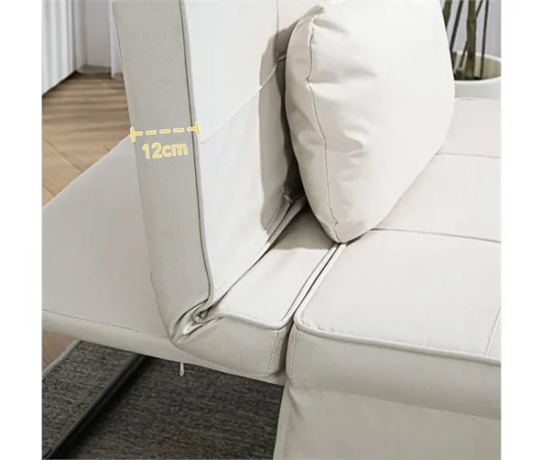 HOMCOM Sofá Cama Individual 3 em 1 Estofado em Linho Sofá Reclinável em 5 Posições com Apoio para os Pés e Apoio para a Cabeça para Sala de Estar Carga Máxima 200kg 95x189x43 cm Branco Gelo