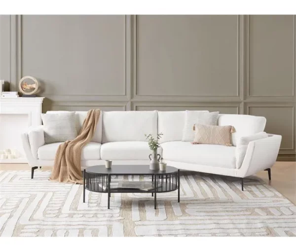 Sofá de 3 lugares em bouclé branco KANSSELI
