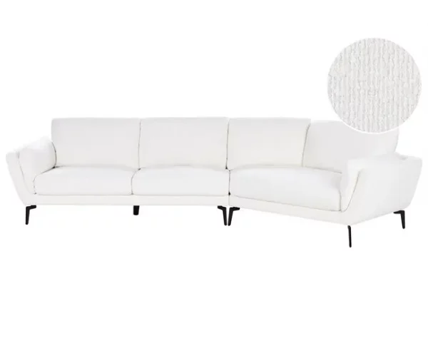 Sofá de 3 lugares em bouclé branco KANSSELI