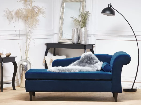 Chaiselongue LUIRO marineblau rechtsseitig CH