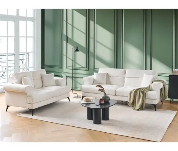 Conjunto de sofás com 5 lugares em tecido bouclé branco SKIVE