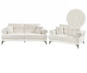 Conjunto de sofás com 5 lugares em tecido bouclé branco SKIVE