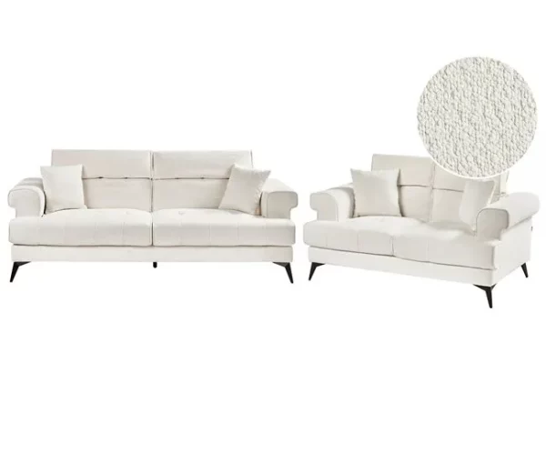 Conjunto de sofás com 5 lugares em tecido bouclé branco SKIVE