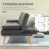 HOMCOM Sofá Cama 3 Lugares Sofá Cama Dobrável com Encosto Ajustável de 3 Níveis Apoio para os Braços Desmontável e 2 Suportes para Copos 181x77x78 cm Cinza