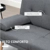 HOMCOM Sofá Cama 3 Lugares Sofá Cama Dobrável com Encosto Ajustável de 3 Níveis Apoio para os Braços Desmontável e 2 Suportes para Copos 181x77x78 cm Cinza