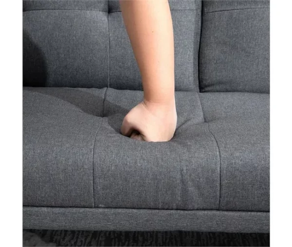HOMCOM Sofá Cama 3 Lugares Sofá Cama Dobrável com Encosto Ajustável de 3 Níveis Apoio para os Braços Desmontável e 2 Suportes para Copos 181x77x78 cm Cinza