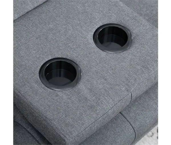 HOMCOM Sofá Cama 3 Lugares Sofá Cama Dobrável com Encosto Ajustável de 3 Níveis Apoio para os Braços Desmontável e 2 Suportes para Copos 181x77x78 cm Cinza