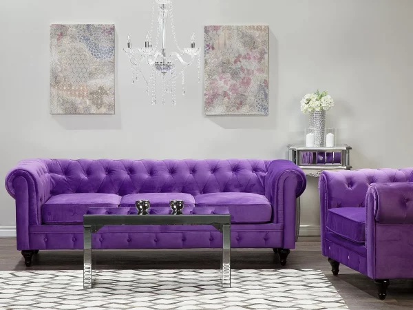 Sofa CHESTERFIELD Samtstoff violett CH