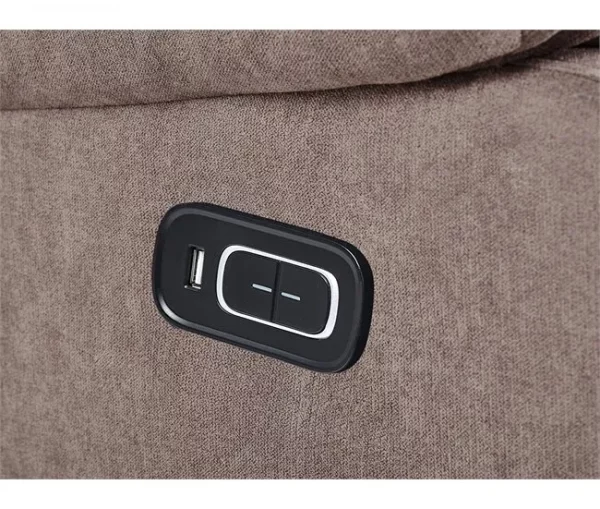 Sofá de canto 5 lugares eletricamente reclinável e porta USB em tecido creme ROKKE