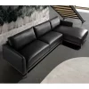 Sofá chaise longue direito em pele preta