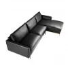 Sofá chaise longue direito em pele preta