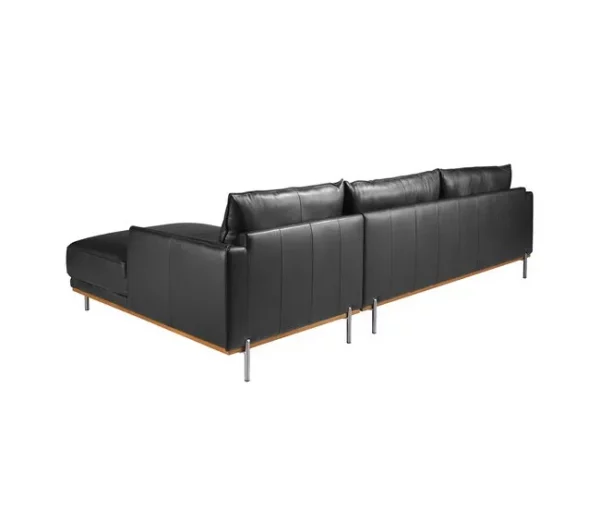 Sofá chaise longue direito em pele preta