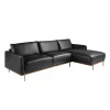 Sofá chaise longue direito em pele preta