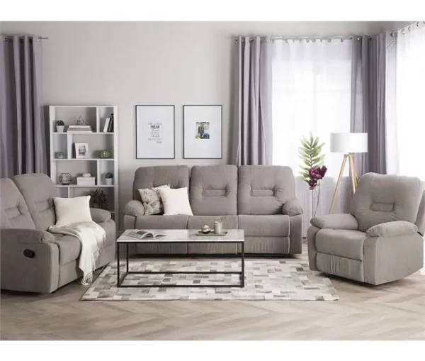 Conjunto de sofás reclináveis em tecido taupe BERGEN