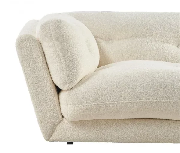 Sofá de 3 lugares em tecido bouclé branco LENVIK