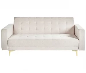 Sofá-cama de 3 lugares em tecido creme ABERDEEN
