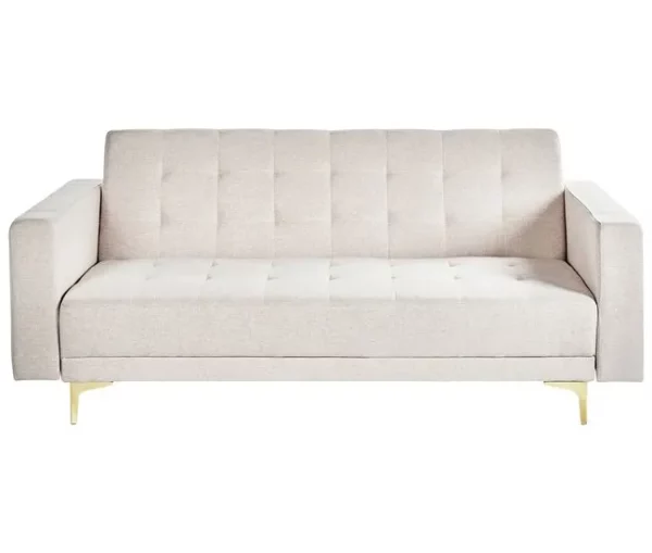 Sofá-cama de 3 lugares em tecido creme ABERDEEN