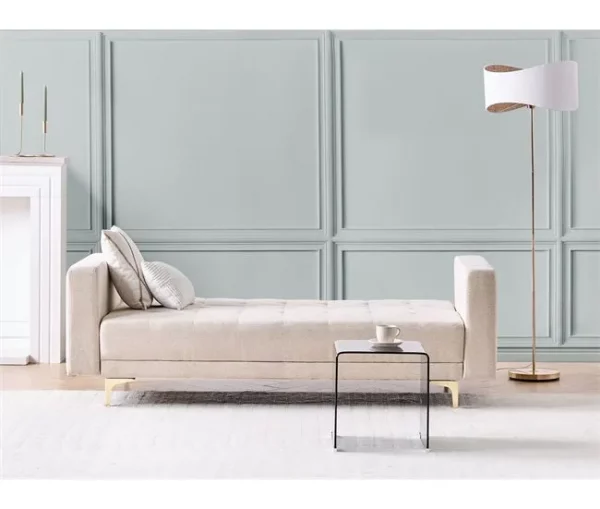 Sofá-cama de 3 lugares em tecido creme ABERDEEN