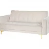 Sofá-cama de 3 lugares em tecido creme ABERDEEN