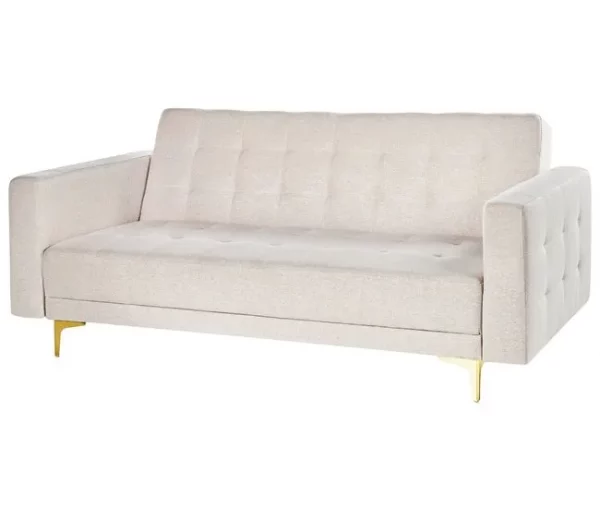 Sofá-cama de 3 lugares em tecido creme ABERDEEN