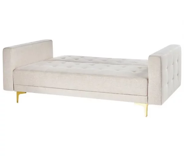 Sofá-cama de 3 lugares em tecido creme ABERDEEN