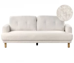 Sofá 3 lugares em bouclé branco TUVE