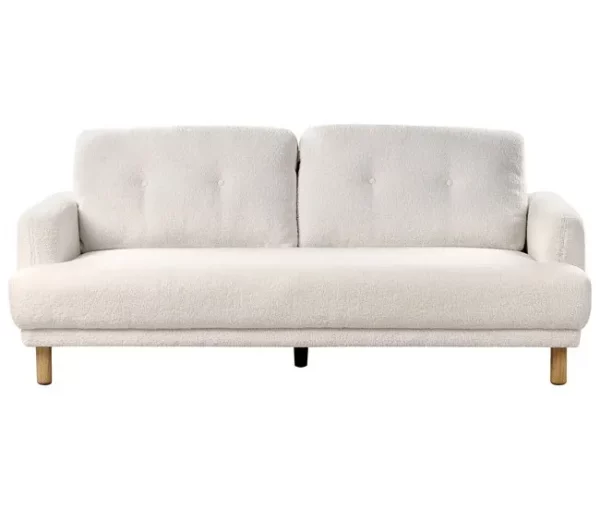 Sofá 3 lugares em bouclé branco TUVE