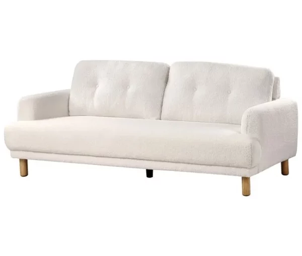 Sofá 3 lugares em bouclé branco TUVE