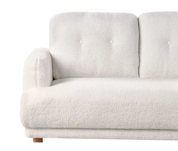 Sofá 3 lugares em bouclé branco TUVE