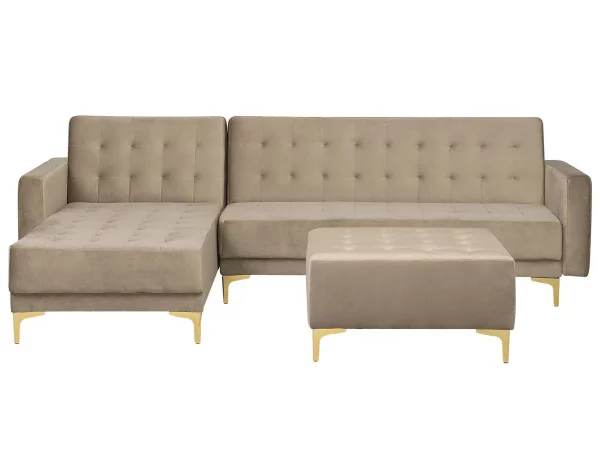 Schlafsofa ABERDEEN Samtstoff Sandb. Ottom. L/R CH