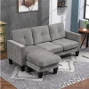 HOMCOM Sofá Chaise Longue Sofá em Forma de L Estofado em Poliéster Sofá de Canto Reversível com 3 Almofadas e Pés de Madeira para Sala de Estar Carga Máxima 180 kg 186x130x84 cm Marrom Degradado