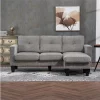 HOMCOM Sofá Chaise Longue Sofá em Forma de L Estofado em Poliéster Sofá de Canto Reversível com 3 Almofadas e Pés de Madeira para Sala de Estar Carga Máxima 180 kg 186x130x84 cm Marrom Degradado