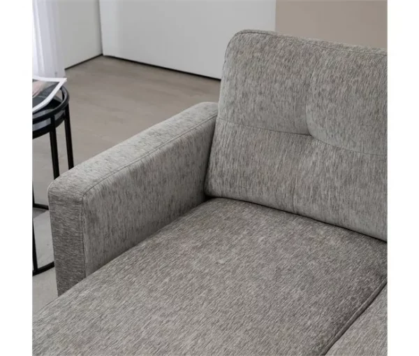 HOMCOM Sofá Chaise Longue Sofá em Forma de L Estofado em Poliéster Sofá de Canto Reversível com 3 Almofadas e Pés de Madeira para Sala de Estar Carga Máxima 180 kg 186x130x84 cm Marrom Degradado