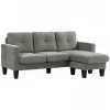 HOMCOM Sofá Chaise Longue Sofá em Forma de L Estofado em Poliéster Sofá de Canto Reversível com 3 Almofadas e Pés de Madeira para Sala de Estar Carga Máxima 180 kg 186x130x84 cm Marrom Degradado