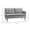 HOMCOM Sofá de 2 Lugares Sofá Moderno Estofado em Poliéster com 4 Almofadas Apoio para os Braços e Pés de Aço para Sala de Estar Escritório Carga Máxima 240 kg 139x68x80 cm Cinza