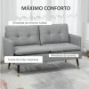 HOMCOM Sofá de 2 Lugares Sofá Moderno Estofado em Poliéster com 4 Almofadas Apoio para os Braços e Pés de Aço para Sala de Estar Escritório Carga Máxima 240 kg 139x68x80 cm Cinza