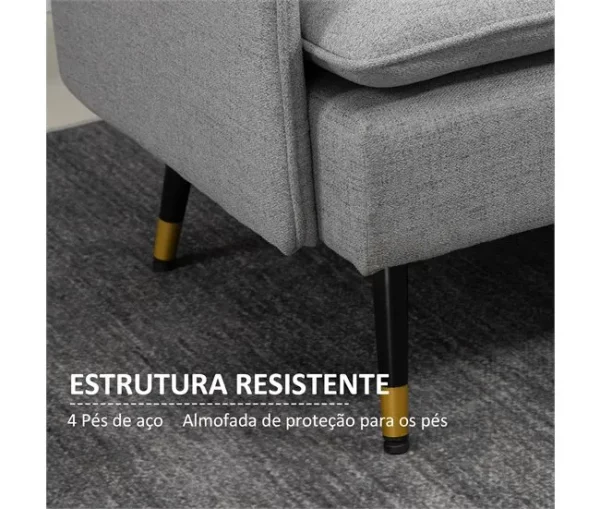 HOMCOM Sofá de 2 Lugares Sofá Moderno Estofado em Poliéster com 4 Almofadas Apoio para os Braços e Pés de Aço para Sala de Estar Escritório Carga Máxima 240 kg 139x68x80 cm Cinza