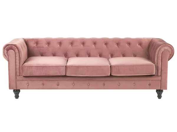 3-Sitzer CHESTERFIELD rosa Samt CH