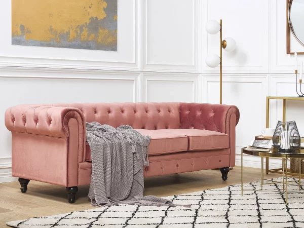 3-Sitzer CHESTERFIELD rosa Samt CH