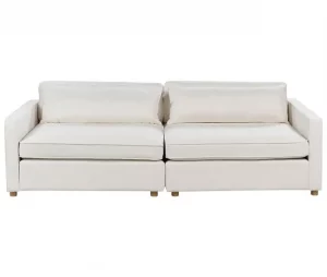 Sofá 3 lugares em bouclé branco creme VINSTRA